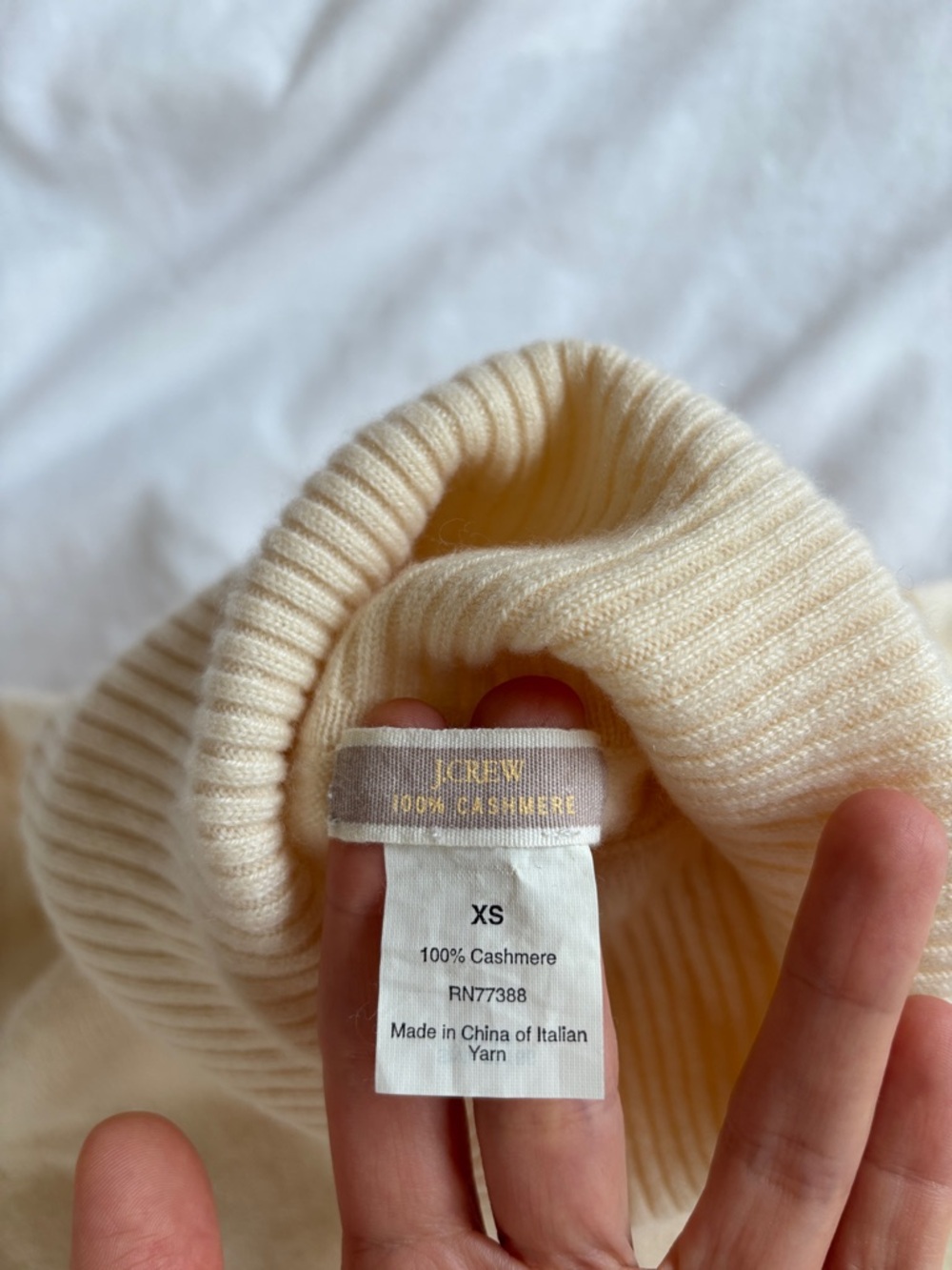 J. Crew 100% Cashmere Cream Turtleneck Sweater - Picture 2 of 4